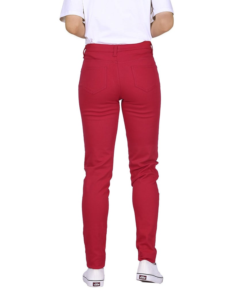 HDE Women's Mid-Rise Stretchy Denim Slim Fit Skinny Jeans (Red, Medium) - Image 2